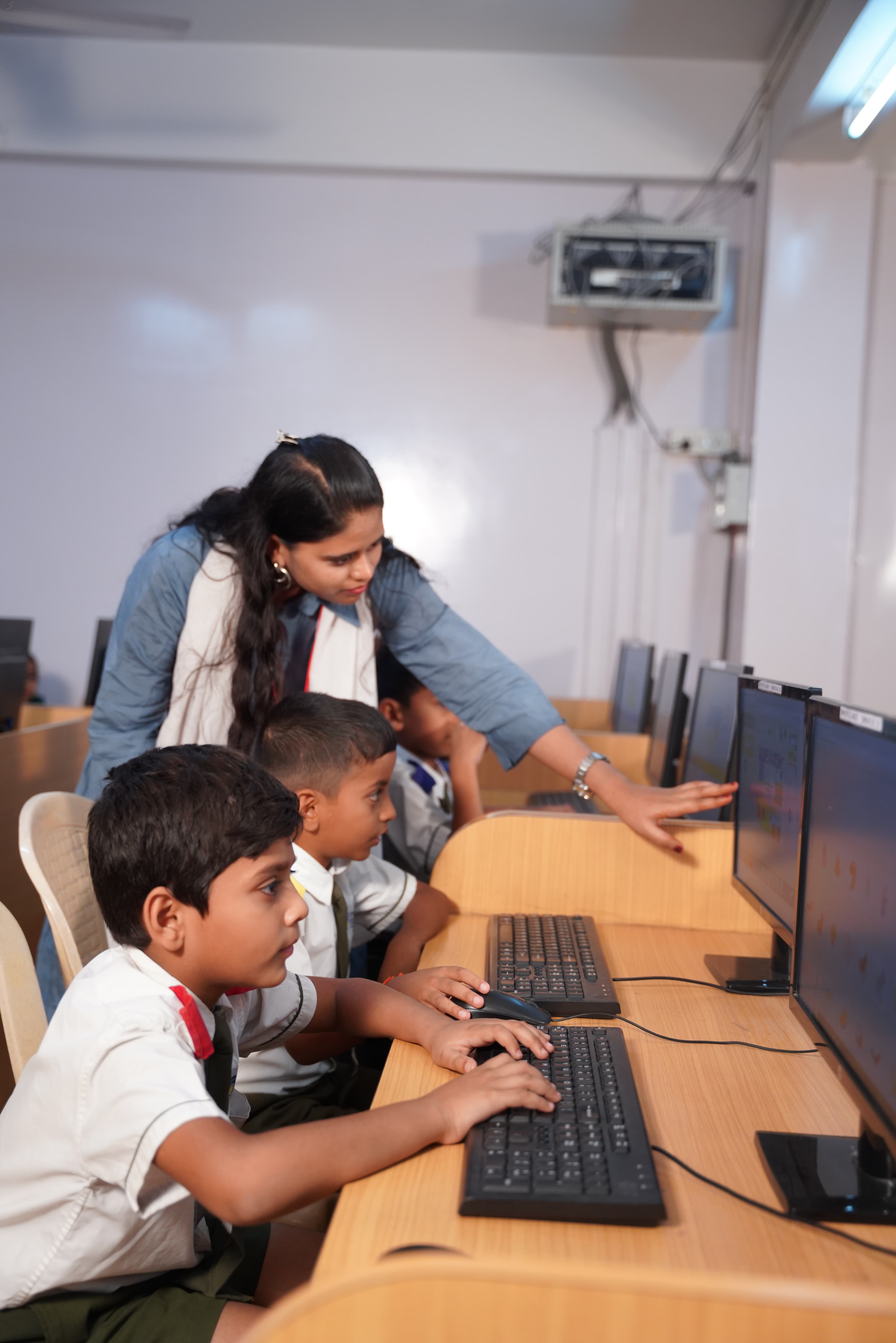 Middle school students at Suprabhat Model High School