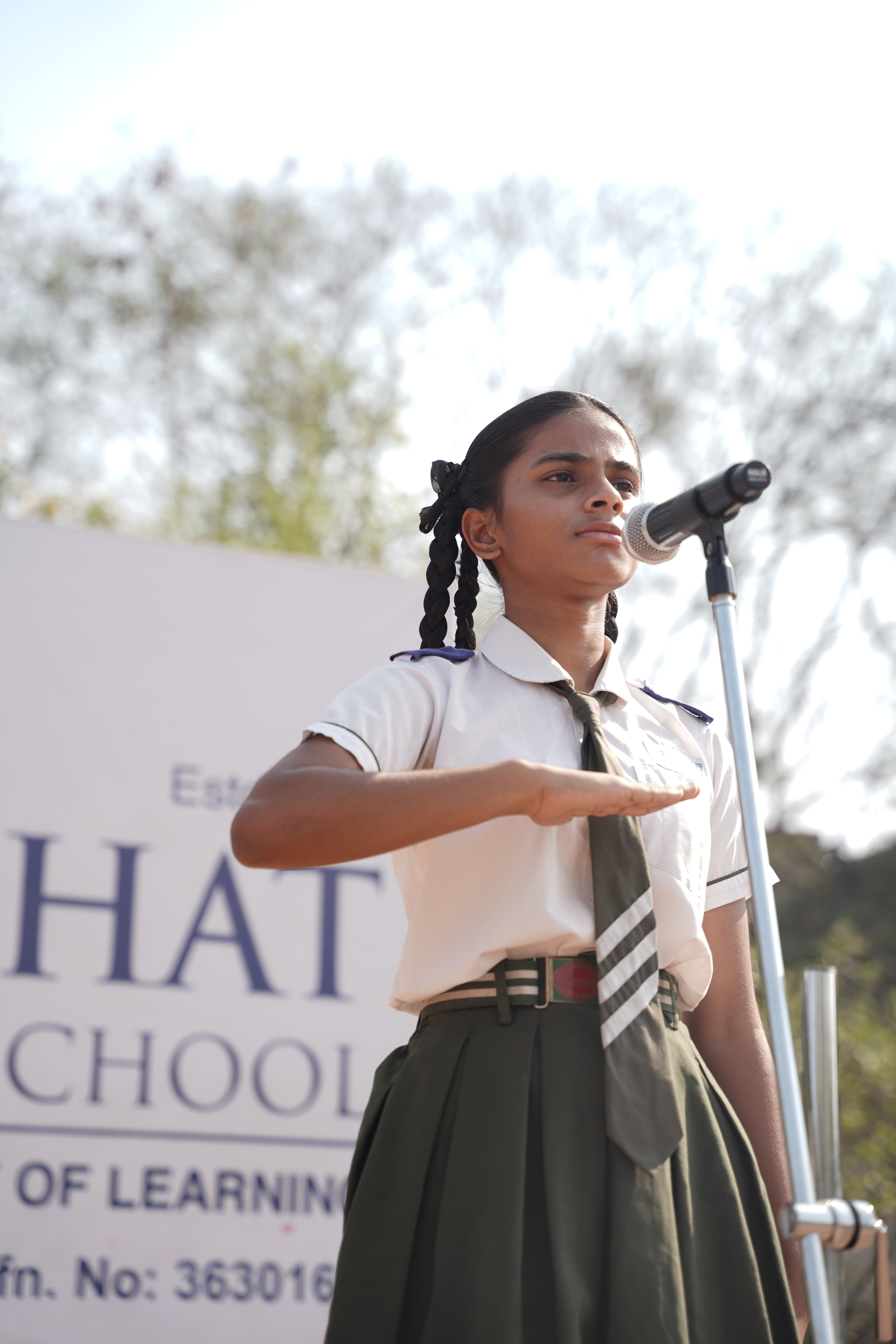 Student leading the pledge