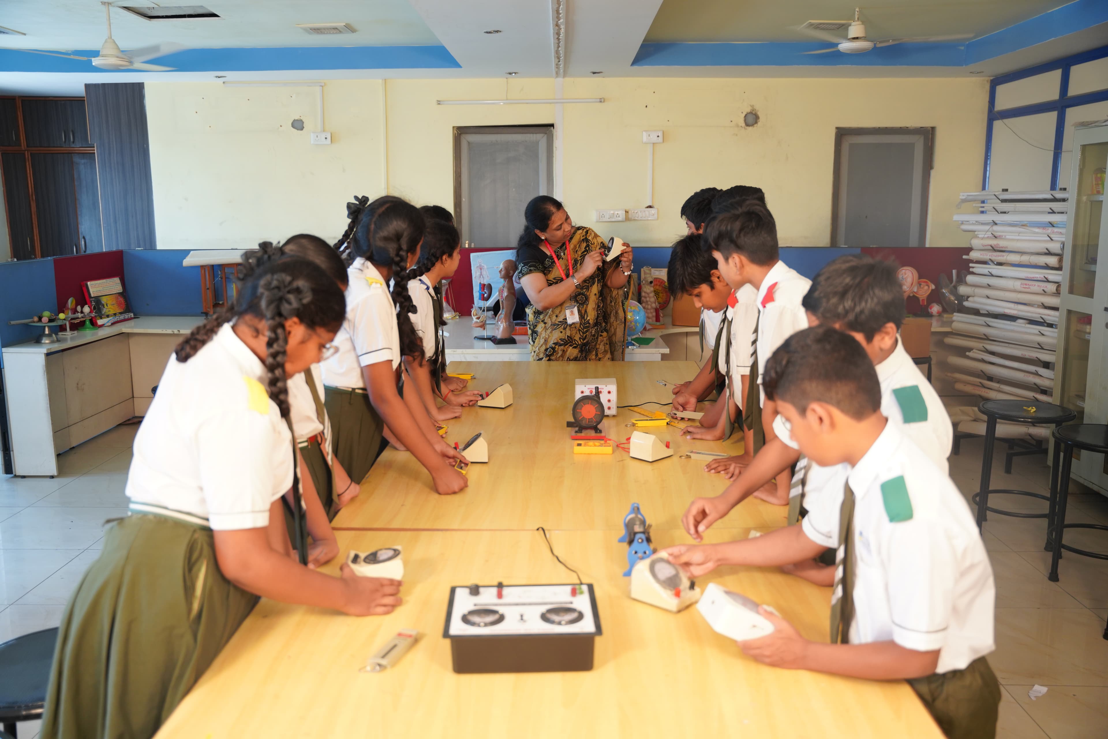 Students in science laboratory