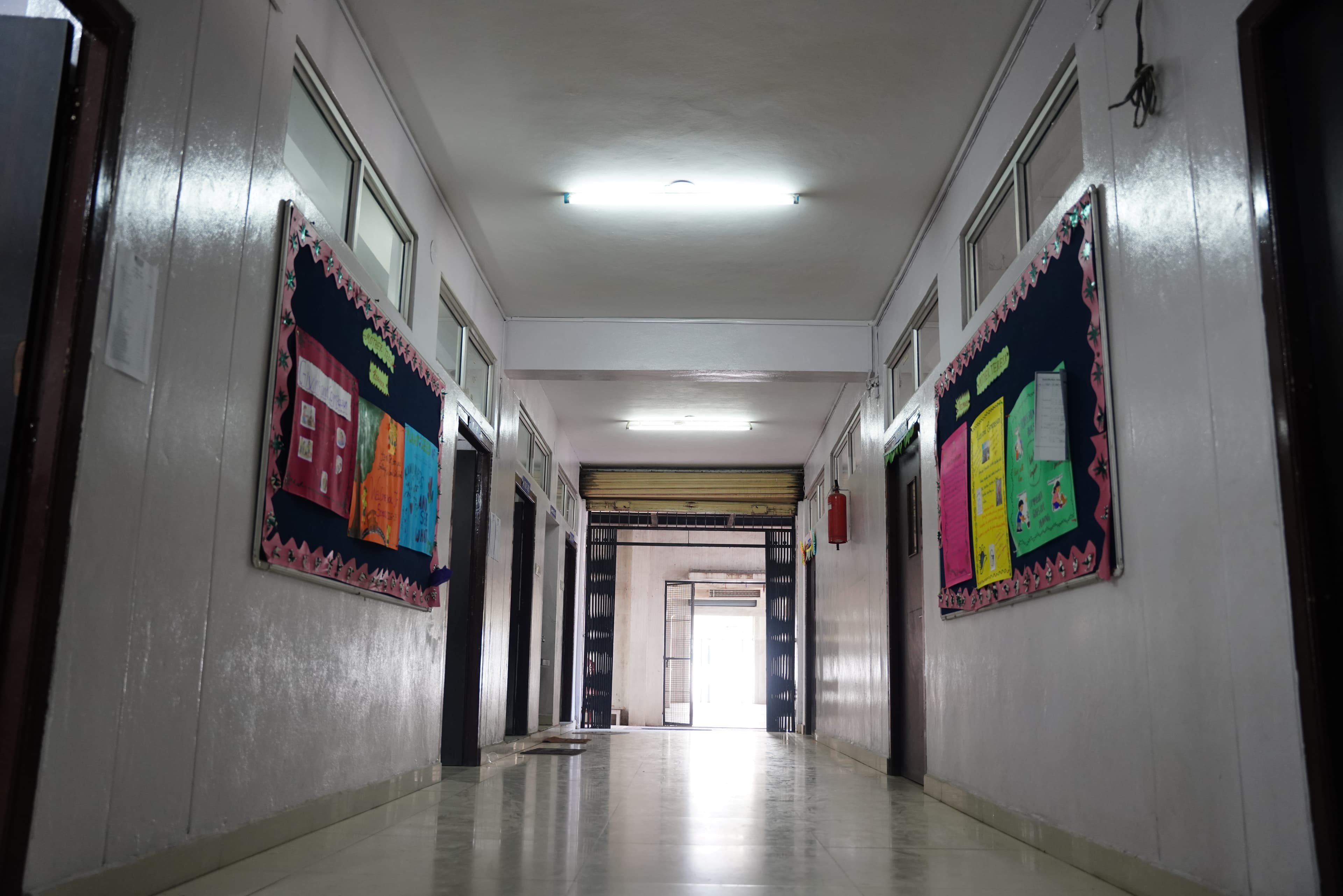 Secondary corridor with bulletin boards