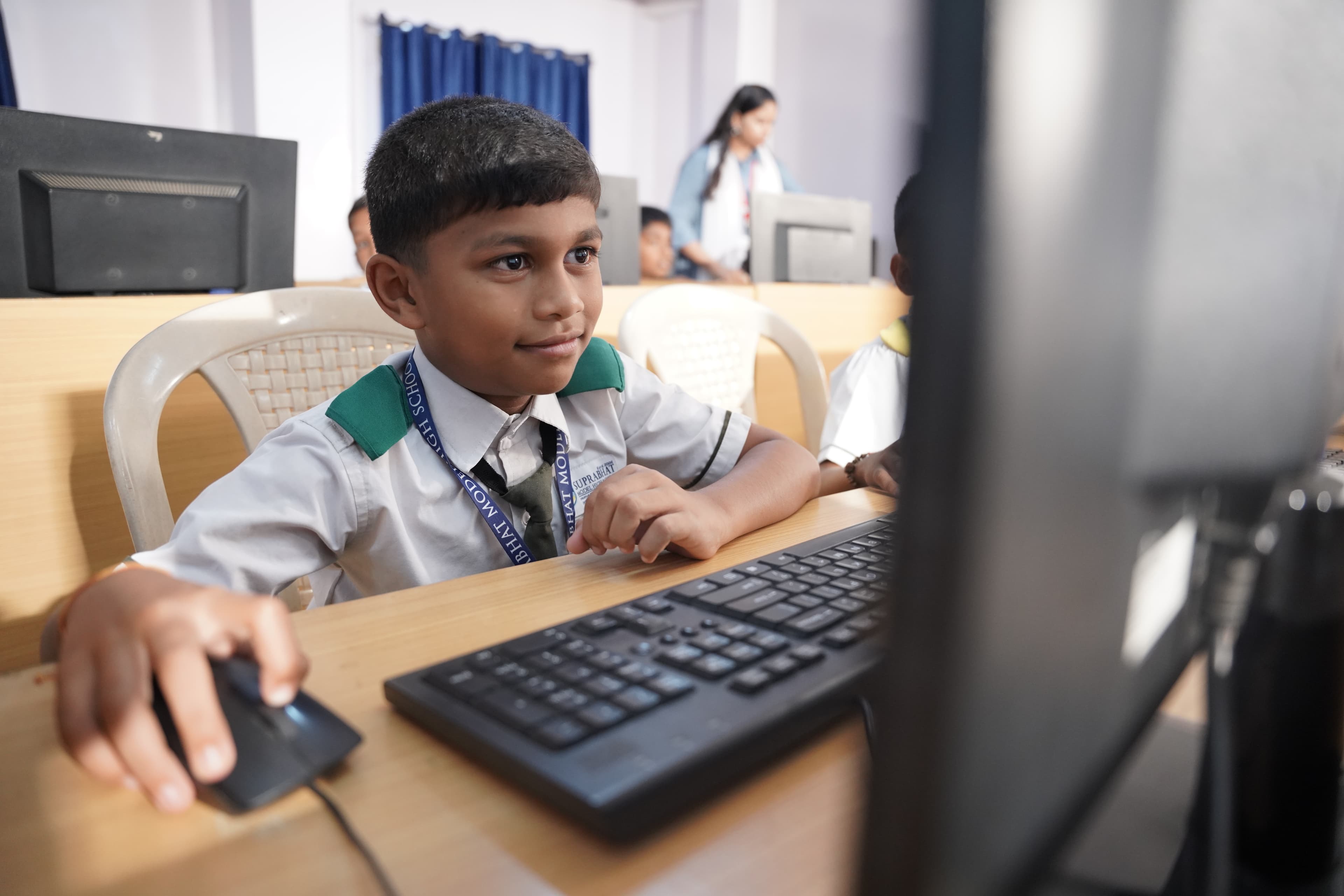 Student using a computer in the ICT lab