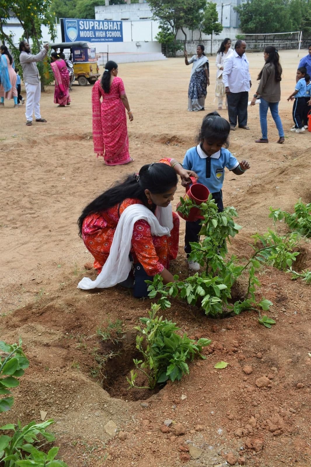 Students in outdoor eco campus activities at SMHS